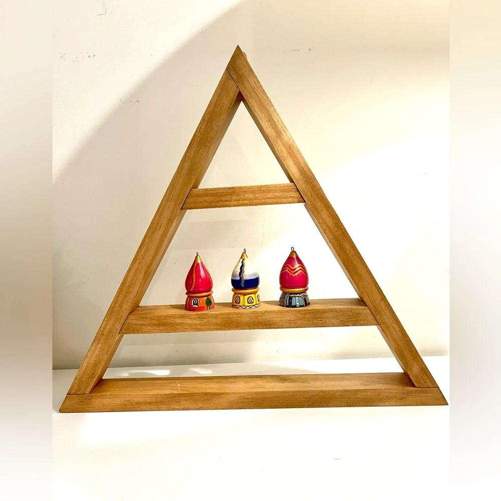 Solid Real Wood Triangular Wall Shelf